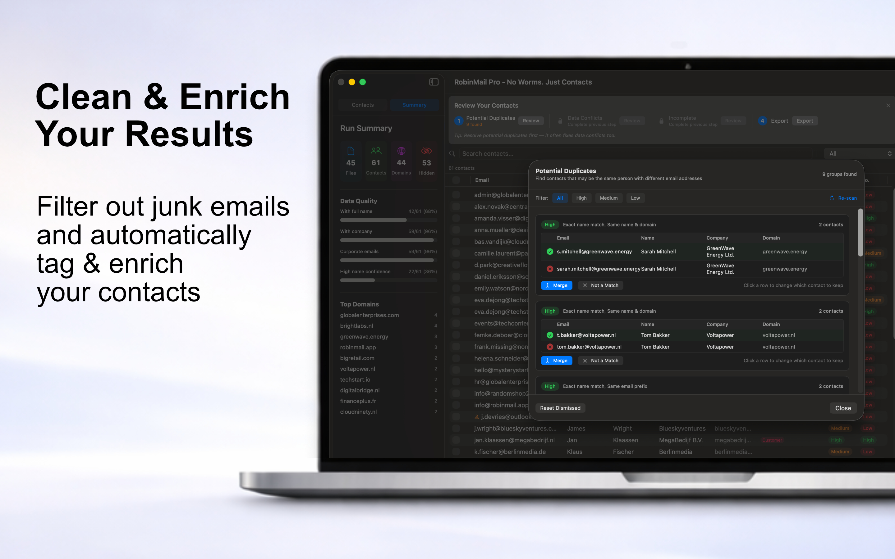Review and clean contacts